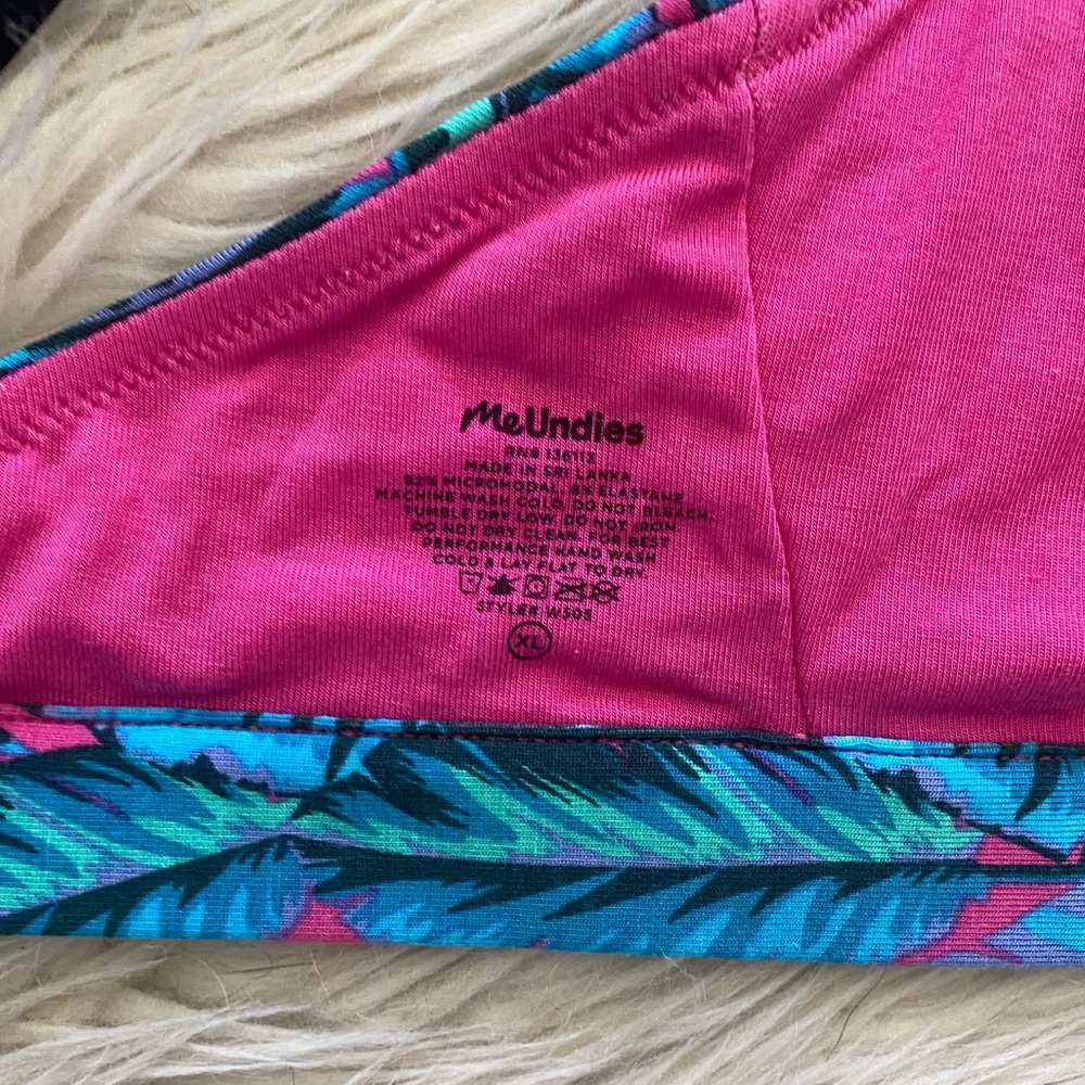 MeUndies Tropical Leaf Bralette in Pink & Teal - Picture 9 of 9